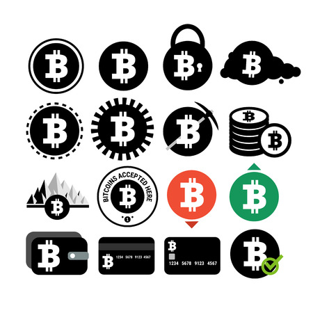 Bitcoin colored illustration collection vectorのイラスト素材