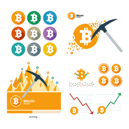 Bitcoin colored illustration collection vectorのイラスト素材