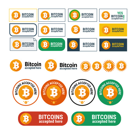 Bitcoin colored illustration collection vectorのイラスト素材