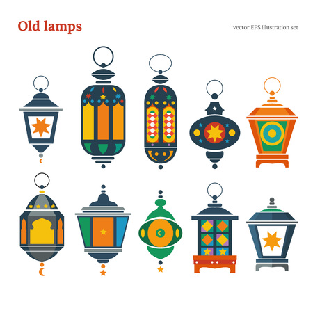 Vector set of arabic lanternsのイラスト素材