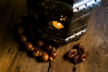 Ramadan traditional islam digital art painting from photo. Big strokes when zooming.の写真素材