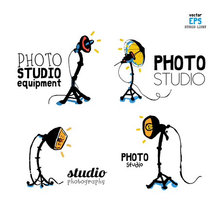 Set of photo studio equipment vector illustrationのイラスト素材