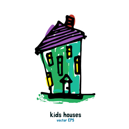Kids style houses illustration vector picture.のイラスト素材