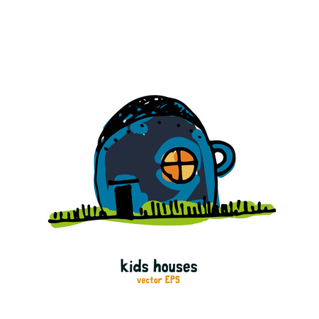 Kids style houses illustration vector picture.のイラスト素材