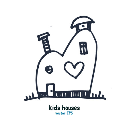 Kids style houses illustration vector picture.のイラスト素材