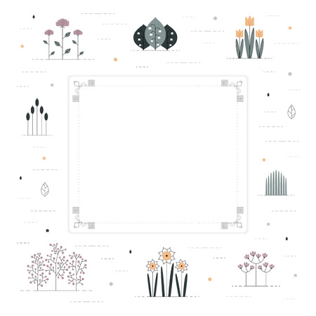 Colored floral frameのイラスト素材