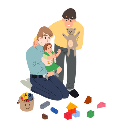 happy gay familyのイラスト素材