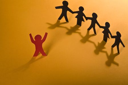 Leadership. Teamwork on orange series.の写真素材