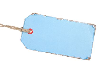 Light Blue Cardboard Label Isolated On White