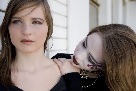 Goth And Pretty Girl Outdoorsの写真素材