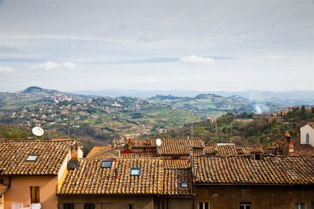 Perugia Cityscape. Over The Roofs View. Italy.の写真素材