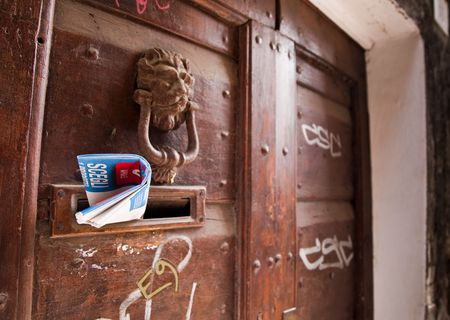 Fresh News In Old City. Old Italy Series.の写真素材