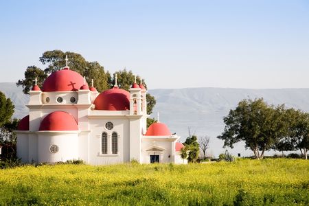 The Greek Orthodox Church of the Twelve Apostles in Capernaumの写真素材