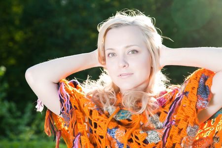 Young Pretty Woman In The Summer Parkの写真素材