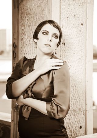 Woman Close-Up Portrait. Retrospective Review. 20-s  XX Century.の写真素材