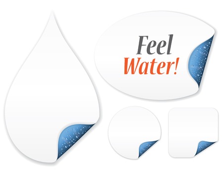 Vector Water Style Blank White Sticker Set With Realistic Dewのイラスト素材