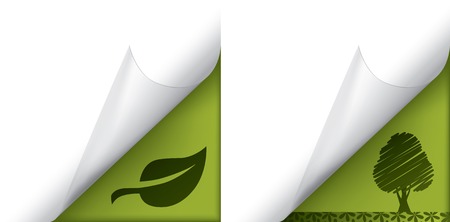 Ecology page curled corners. Easy to edit vector image.のイラスト素材