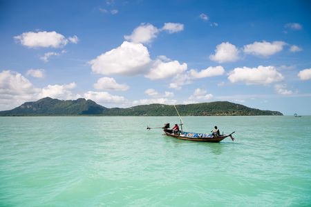 Fishermen On The Boat. Angthong National Park. Thailand