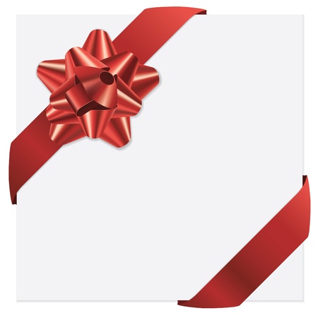 Red bow and ribbons holiday cardの写真素材