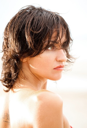 Pretty woman Close Up Portraitの写真素材