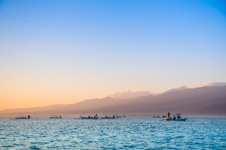 Sunrise over the Bali islandの写真素材