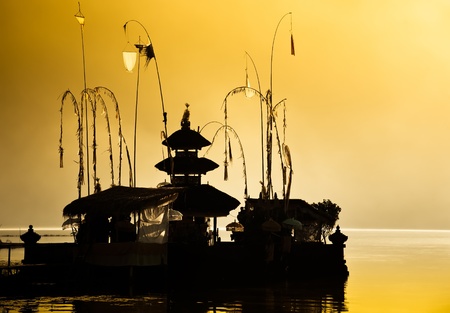 Balinese Hindu temple at dawnの写真素材