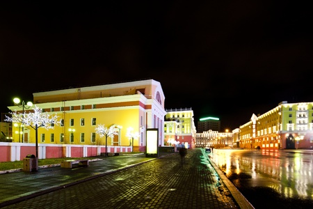 Historic city center at nightの写真素材