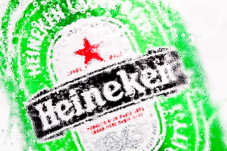 Moscow, Russia, December 3, 2011: A Heineken 0,33l beer can. Heineken beer is brewed by Heineken Brewing Co. Holland.のeditorial素材