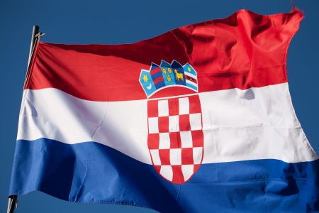 Croatian flag over the blue skyの写真素材
