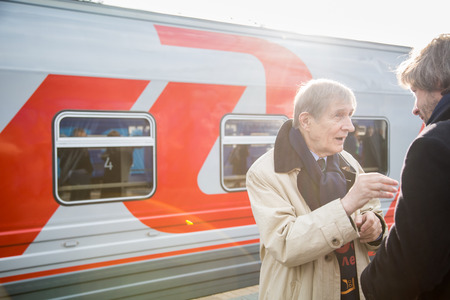 MOSCOW, RUSSIA, SEPTEMBER, 23: Train VGIK 95 (Gerasimov Institute of Cinematography) Tour. September, 23, 2014 at Yaroslavsky railway station in Moscow, Russiaのeditorial素材