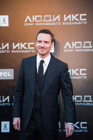 MOSCOW, RUSSIA, May, 13: Actor Michael Fassbender. Premiere of the movie \"X-Men\", May, 13, 2014 at Rossiya Cinema in Moscow, Russiaのeditorial素材