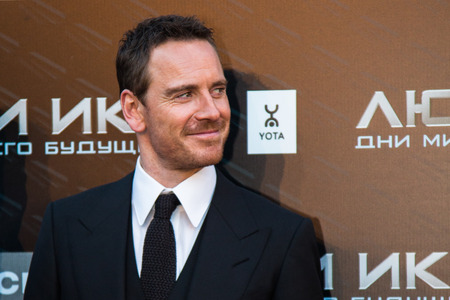 MOSCOW, RUSSIA, May, 13: Actor Michael Fassbender. Premiere of the movie \"X-Men\", May, 13, 2014 at Rossiya Cinema in Moscow, Russiaのeditorial素材
