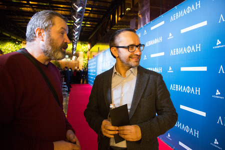 MOSCOW - JANUARY, 28: V.Grishko, A. Zvyagintsev. Premiere of the movie Leviathan at Moscow Cinema,  January, 28, 2015 in Moscow, Russiaのeditorial素材