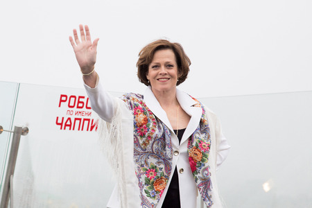 MOSCOW, RUSSIA, MARCH, 01: Actress Sigourney Weaver. Photo-call of the movie "Chappie", March, 01, 2015 at RITZ HOTEL in Moscow, Russiaのeditorial素材