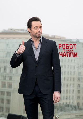 MOSCOW, RUSSIA, MARCH, 01: Actor Hugh Jackman. Photo-call of the movie "Chappie", March, 01, 2015 at RITZ HOTEL in Moscow, Russiaのeditorial素材