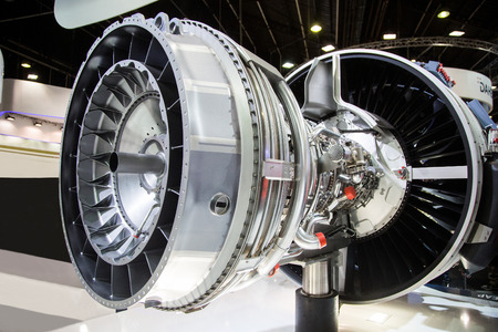The interior of a jet engine