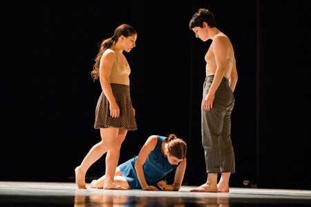 MOSCOW - NOVEMBER, 28: Mouth to Mouth by Danielle Agami. Rehearsal. Festival of  Contemporary choreography "Context. Diana Vishneva" at The Theatre of Mossovet. November 28, 2014 in Moscow, Russiaのeditorial素材