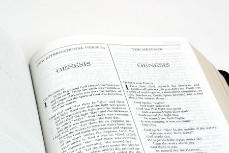 Bible open to start of chapterの写真素材