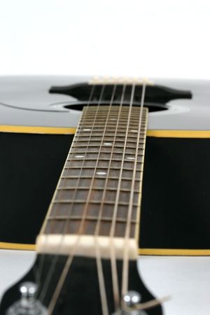 Close up of the neck of a guitarの写真素材