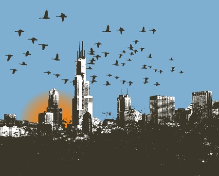 Cityscape skyline vector backgroundのイラスト素材