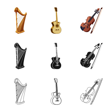 Isolated object of music and tune symbol. Set of music and tool vector icon for stock.のイラスト素材