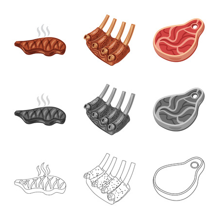 Vector illustration of meat and ham icon. Collection of meat and cooking stock vector illustration.のイラスト素材