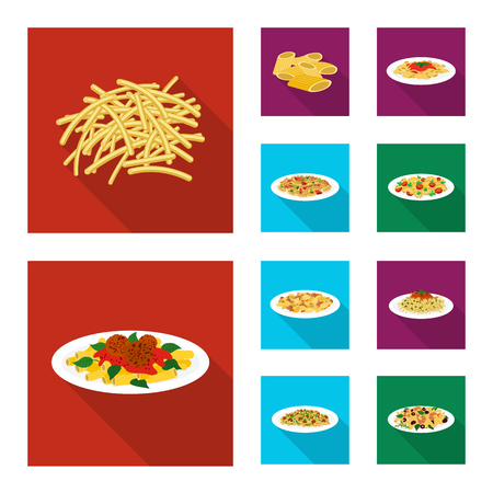 Isolated object of pasta and carbohydrate symbol. Set of pasta and macaroni stock symbol for web.のイラスト素材