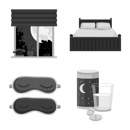 Isolated object of dreams and night sign. Set of dreams and bedroom stock symbol for web.のイラスト素材