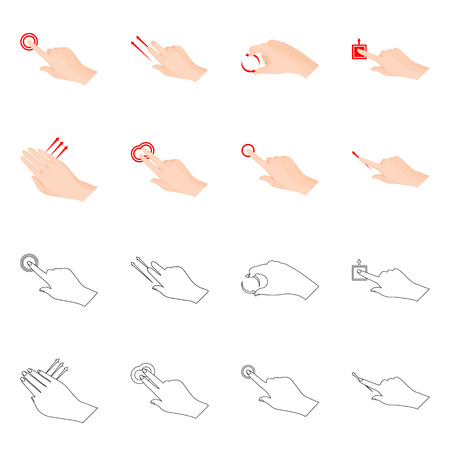 Isolated object of touchscreen and hand  . Collection of touchscreen and touch stock vector illustration.のイラスト素材