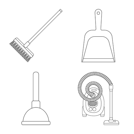 Isolated object of cleaning and service sign. Set of cleaning and household stock vector illustration.のイラスト素材