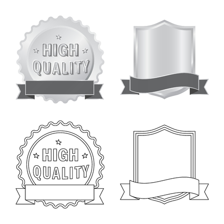 Vector design of emblem and badge icon. Collection of emblem and sticker stock symbol for web.のイラスト素材