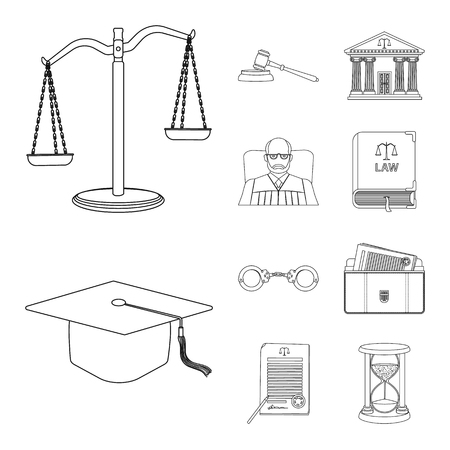 Isolated object of law and lawyer  . Set of law and justice stock symbol for web.のイラスト素材