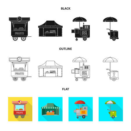 Vector illustration of market and exterior . Set of market and food stock symbol for web.のイラスト素材