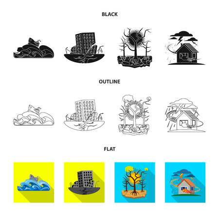 Isolated object of natural and disaster symbol. Collection of natural and risk stock vector illustration.のイラスト素材